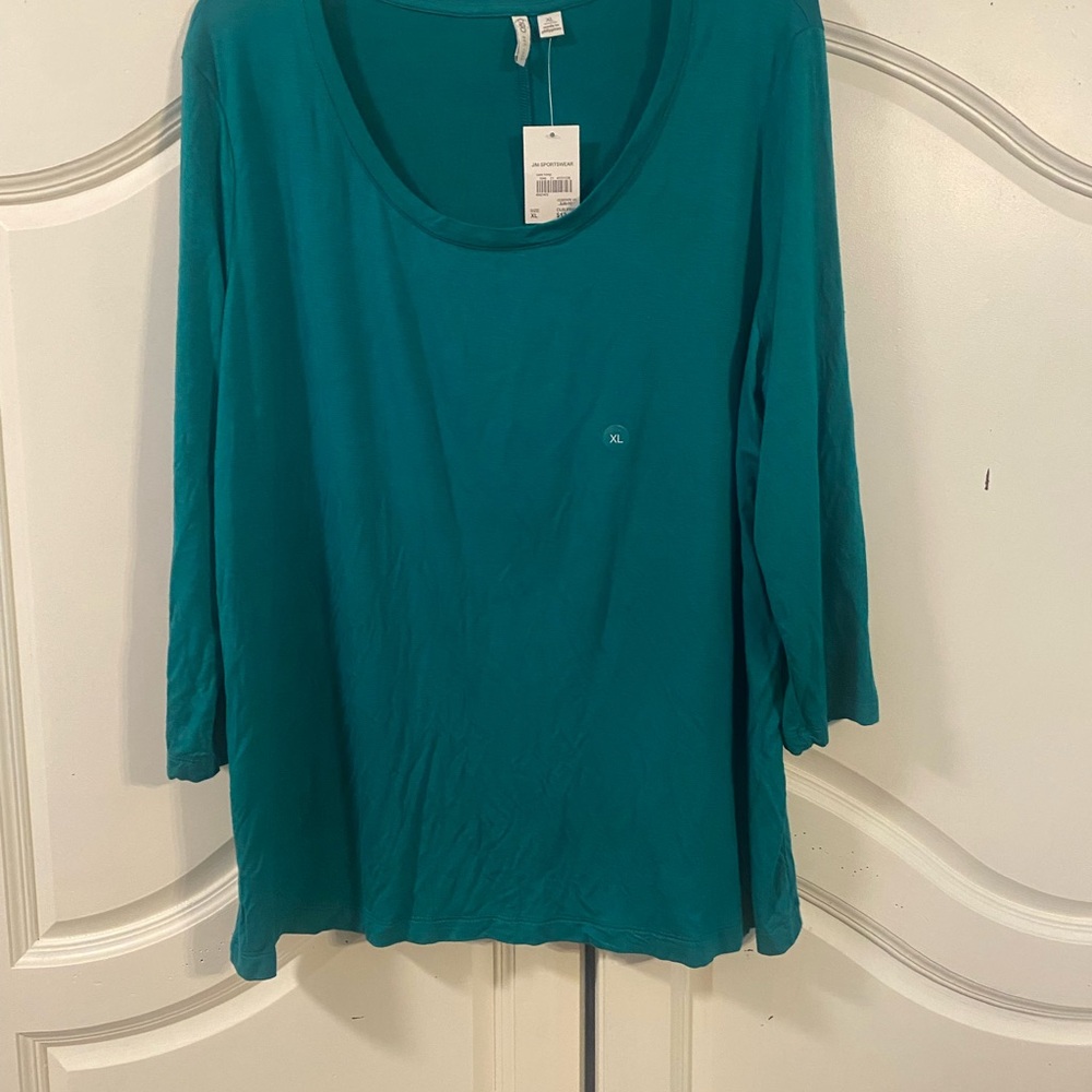 Cato Teal Scoop Neck Long Sleeve Top